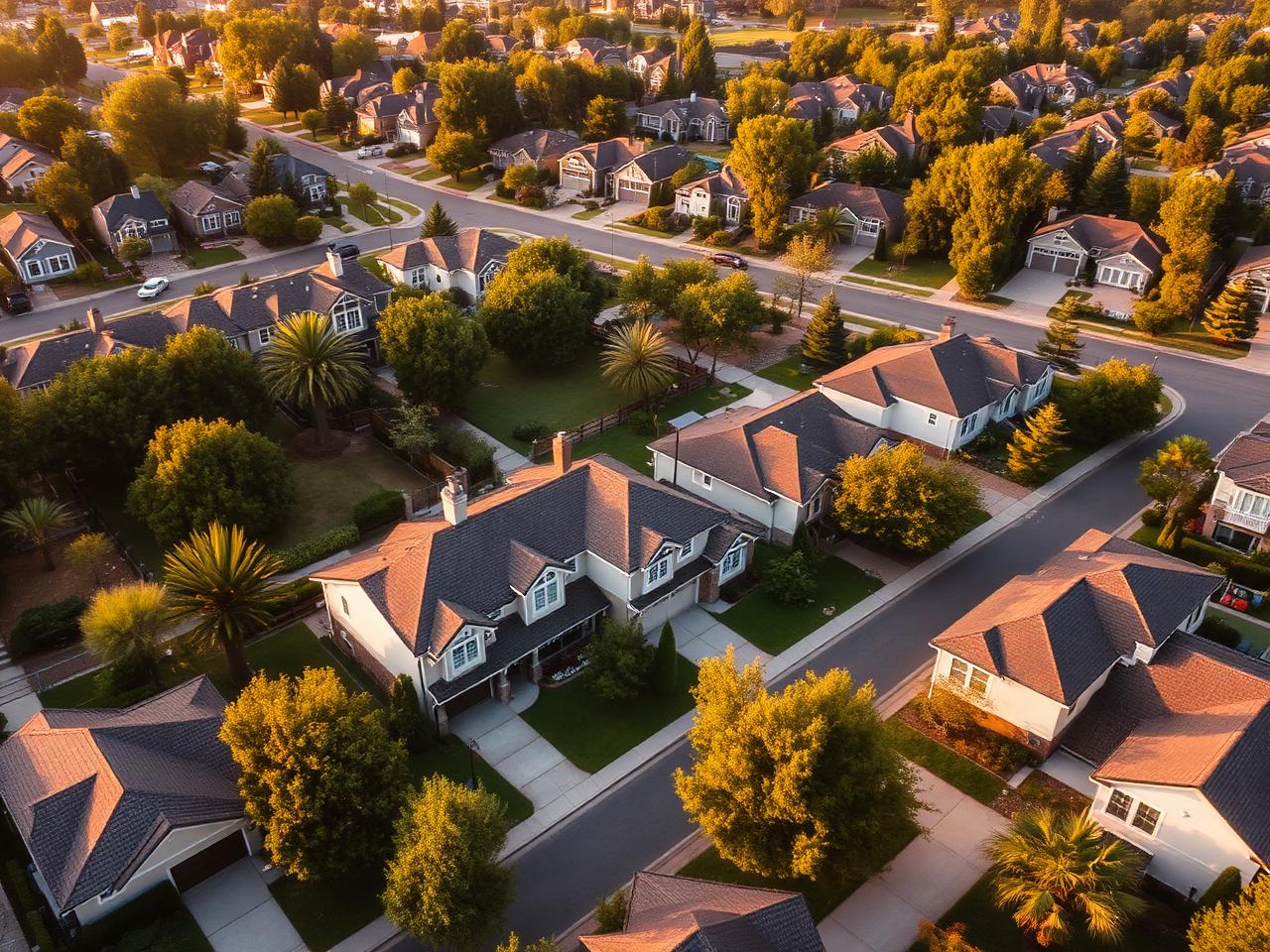 Aerial view of an upscale residential neighborhood